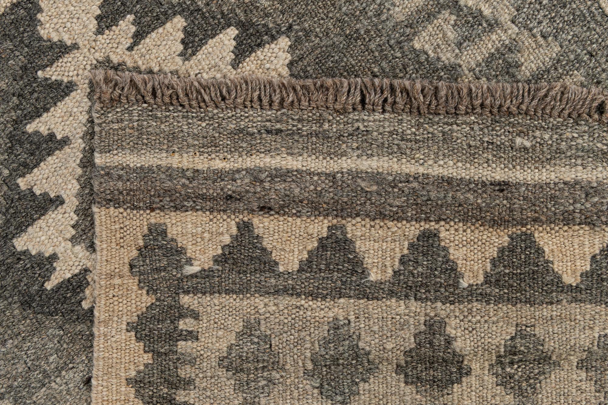 2' 9 x 9' 5 Hand Woven Kilim Maymana Wool Runner Rug