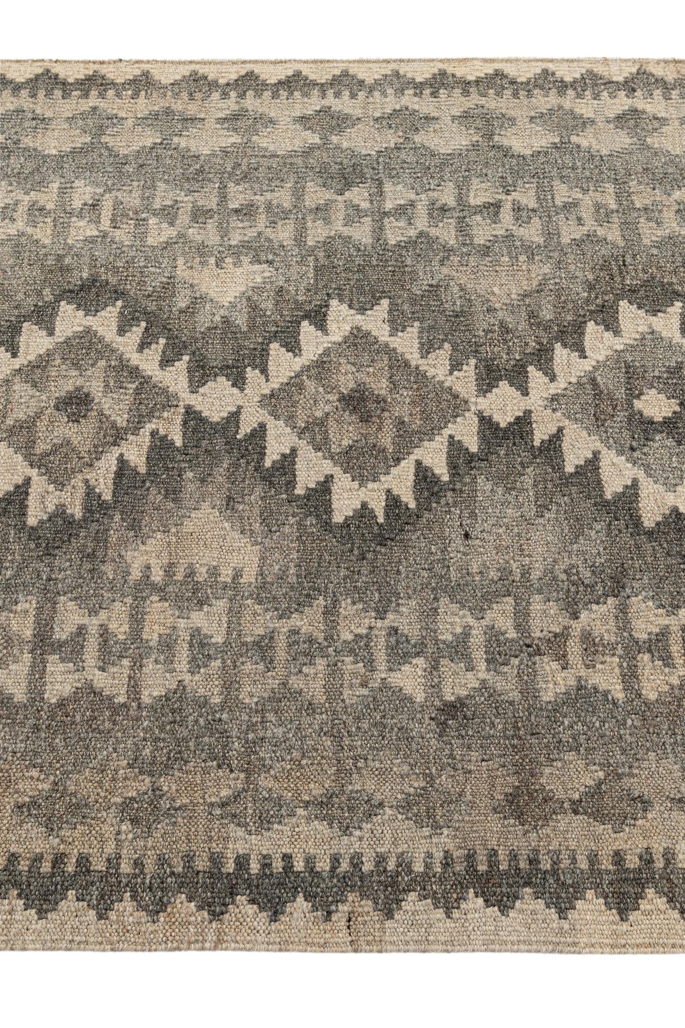 2' 9 x 9' 5 Hand Woven Kilim Maymana Wool Runner Rug