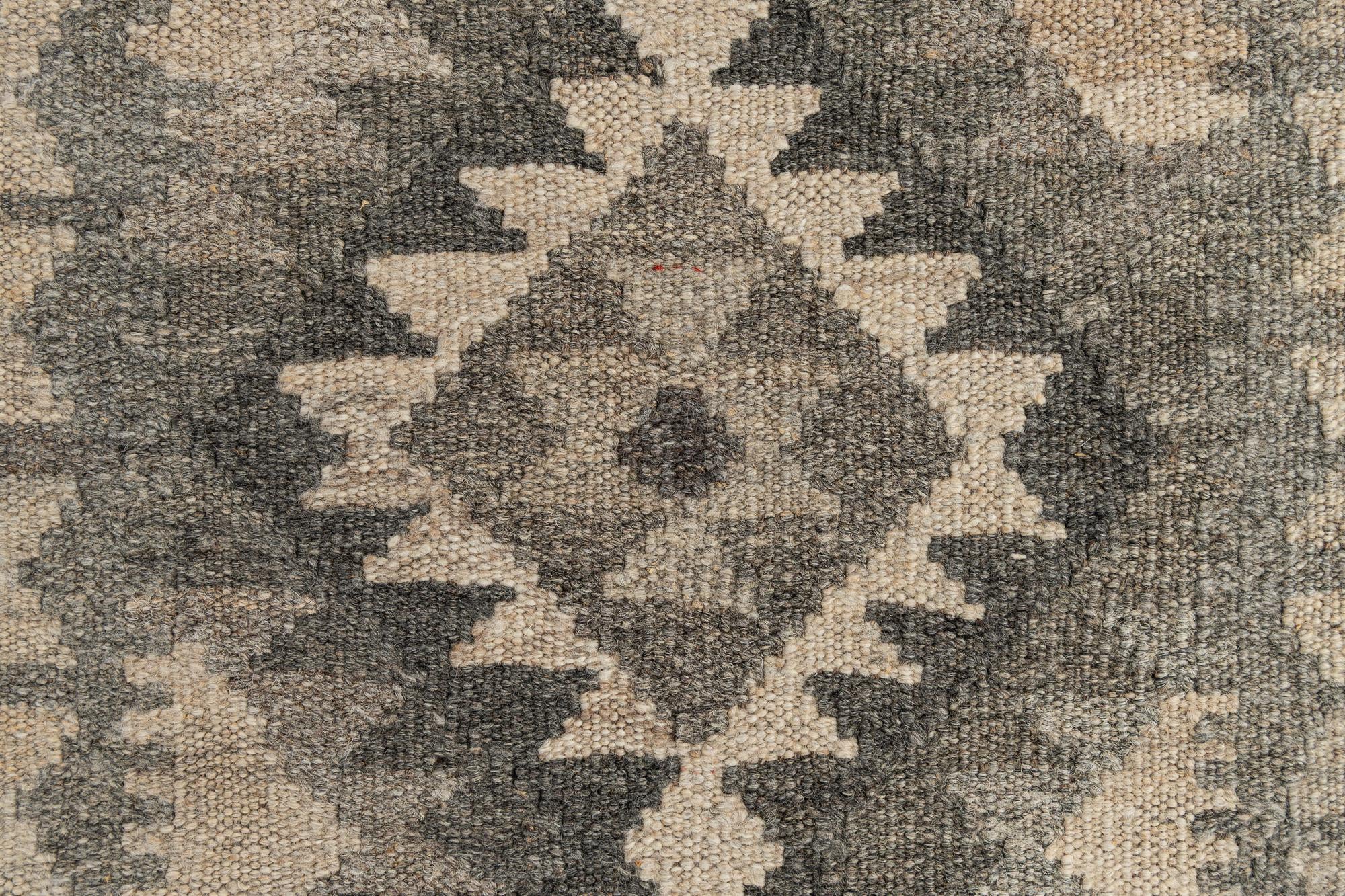 2' 9 x 9' 5 Hand Woven Kilim Maymana Wool Runner Rug