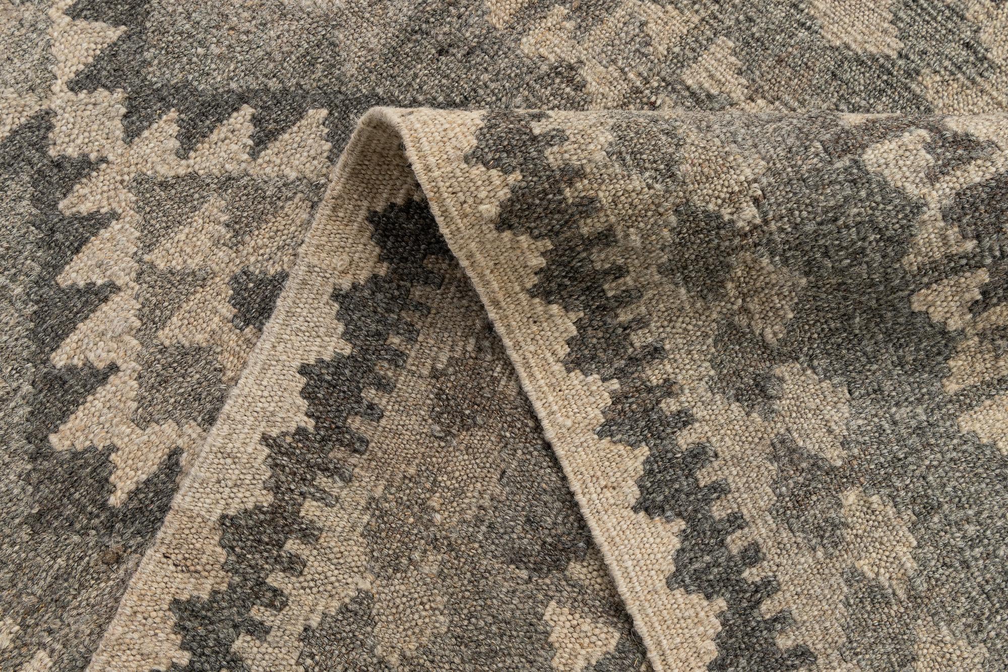 2' 9 x 9' 5 Hand Woven Kilim Maymana Wool Runner Rug
