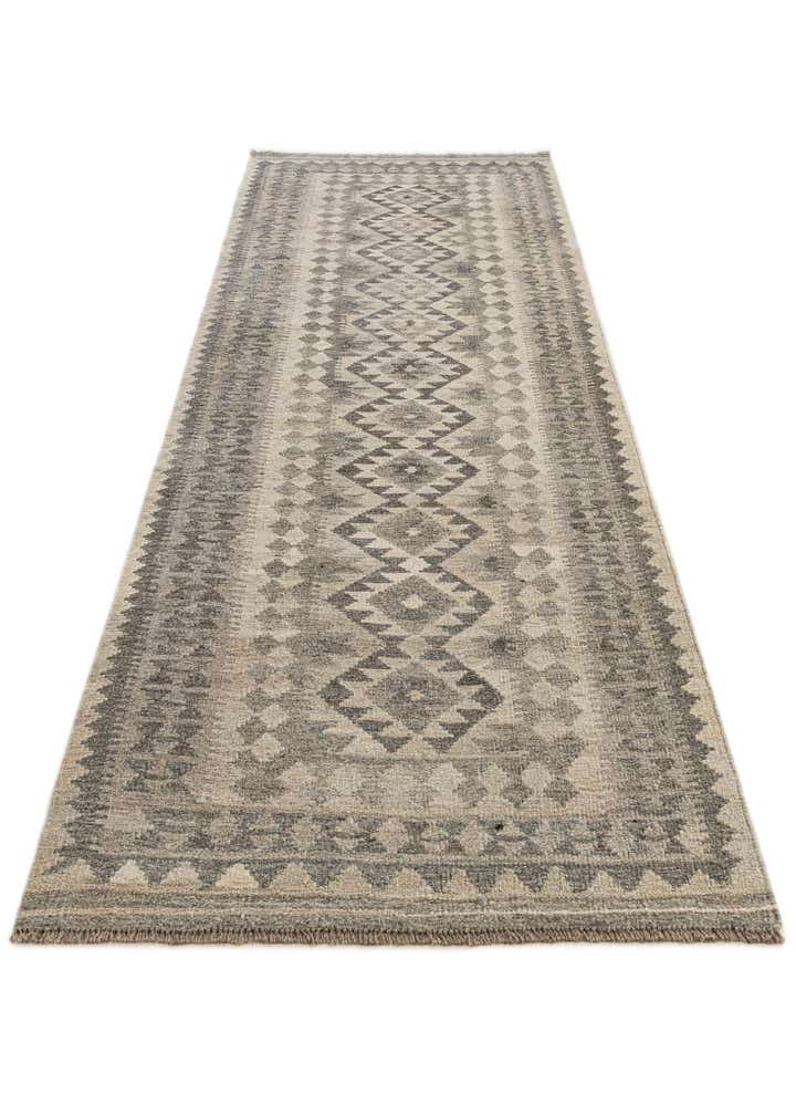 2' 9 x 9' 6 Hand Woven Kilim Maymana Wool Runner Rug