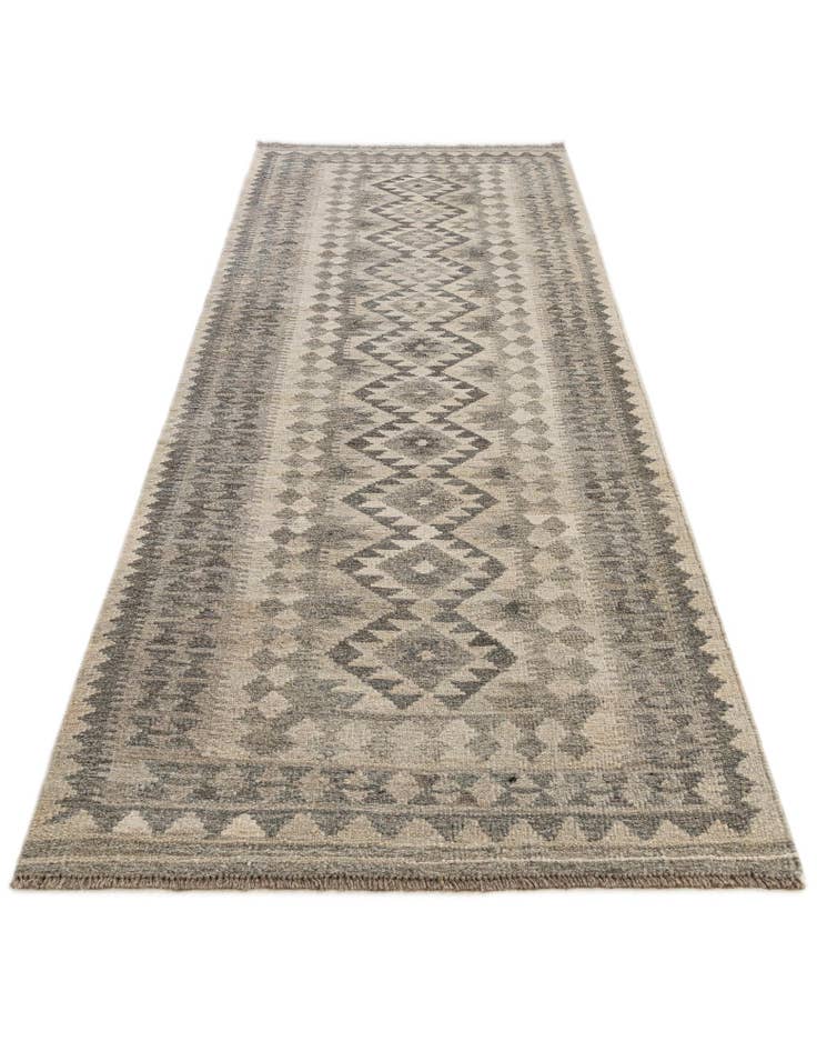 Detail image of 2' 9 x 9' 6 Hand Woven Kilim Maymana Wool Runner Rug