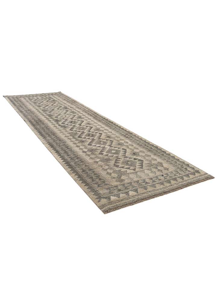 2' 9 x 9' 6 Hand Woven Kilim Maymana Wool Runner Rug