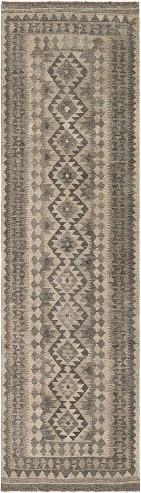 2' 9 x 9' 6 Hand Woven Kilim Maymana Wool Runner Rug