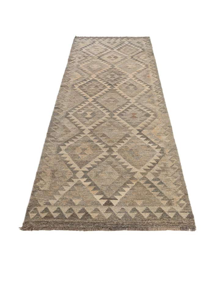 2' 11 x 9' 10 Hand Woven Kilim Maymana Wool Runner Rug