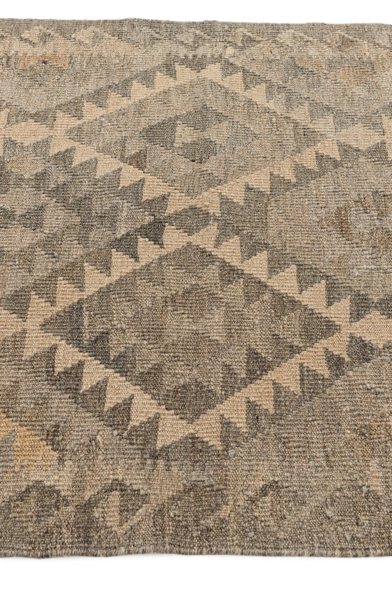 2' 11 x 9' 10 Hand Woven Kilim Maymana Wool Runner Rug