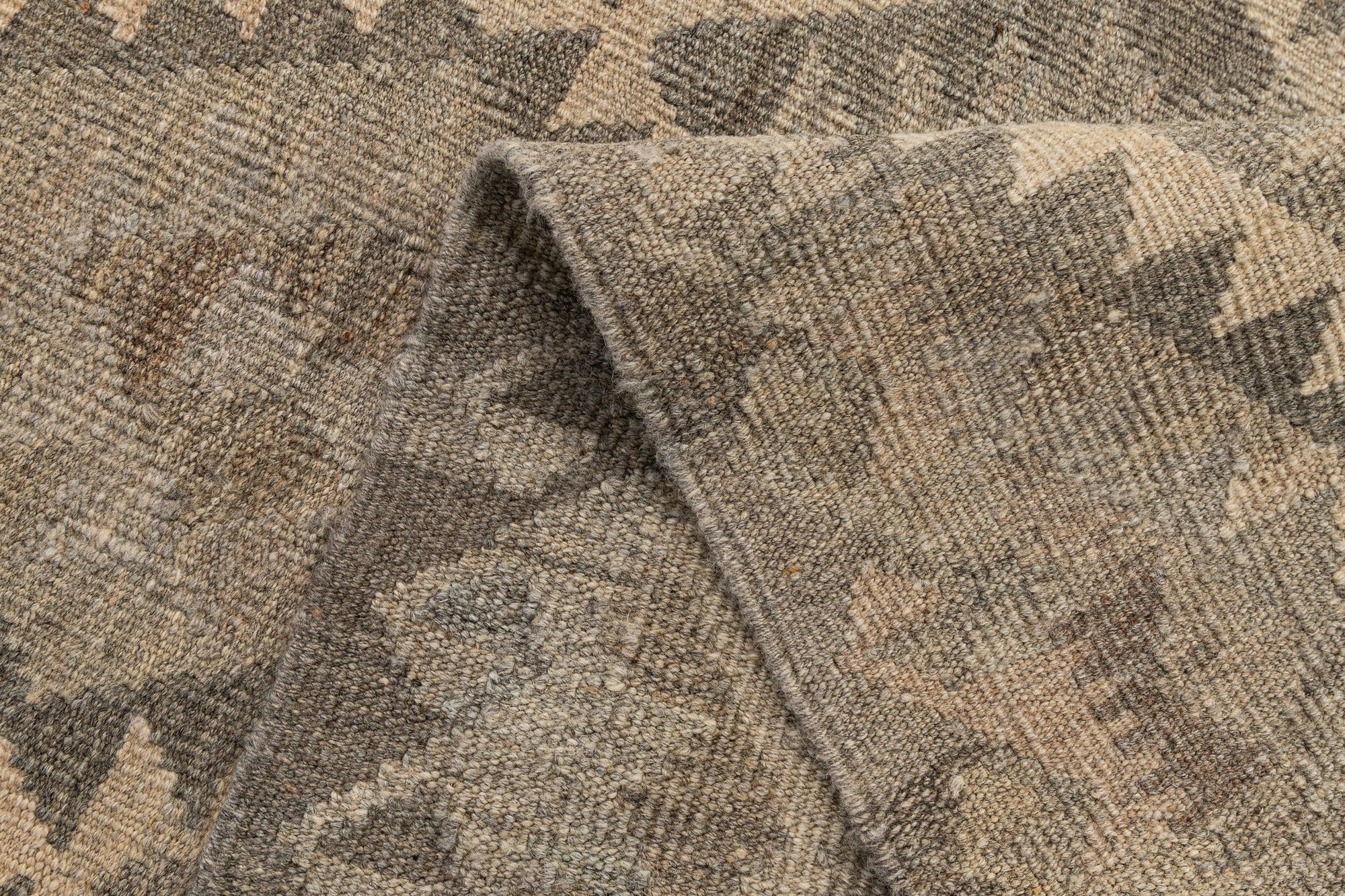 2' 11 x 9' 10 Hand Woven Kilim Maymana Wool Runner Rug