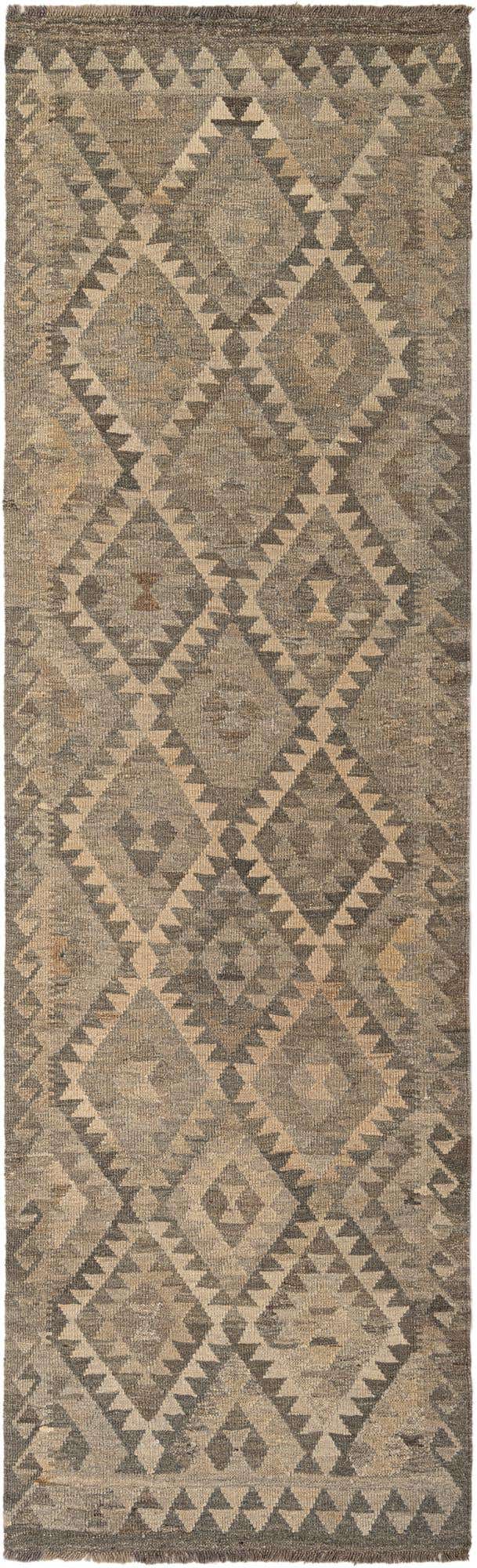 2' 11 x 9' 10 Hand Woven Kilim Maymana Wool Runner Rug