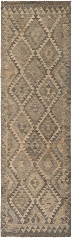 Detail image of 2' 11 x 9' 10 Hand Woven Kilim Maymana Wool Runner Rug