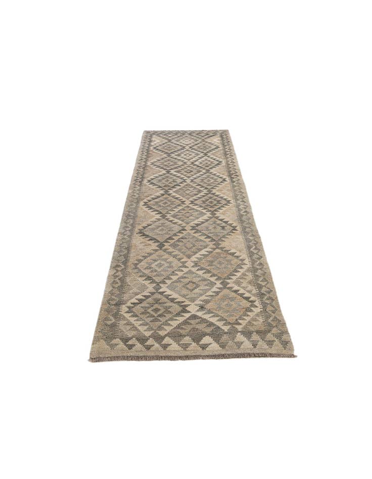 Detail image of 2' 8 x 9' 10  Hand Woven Kilim Maymana Wool Runner Rug