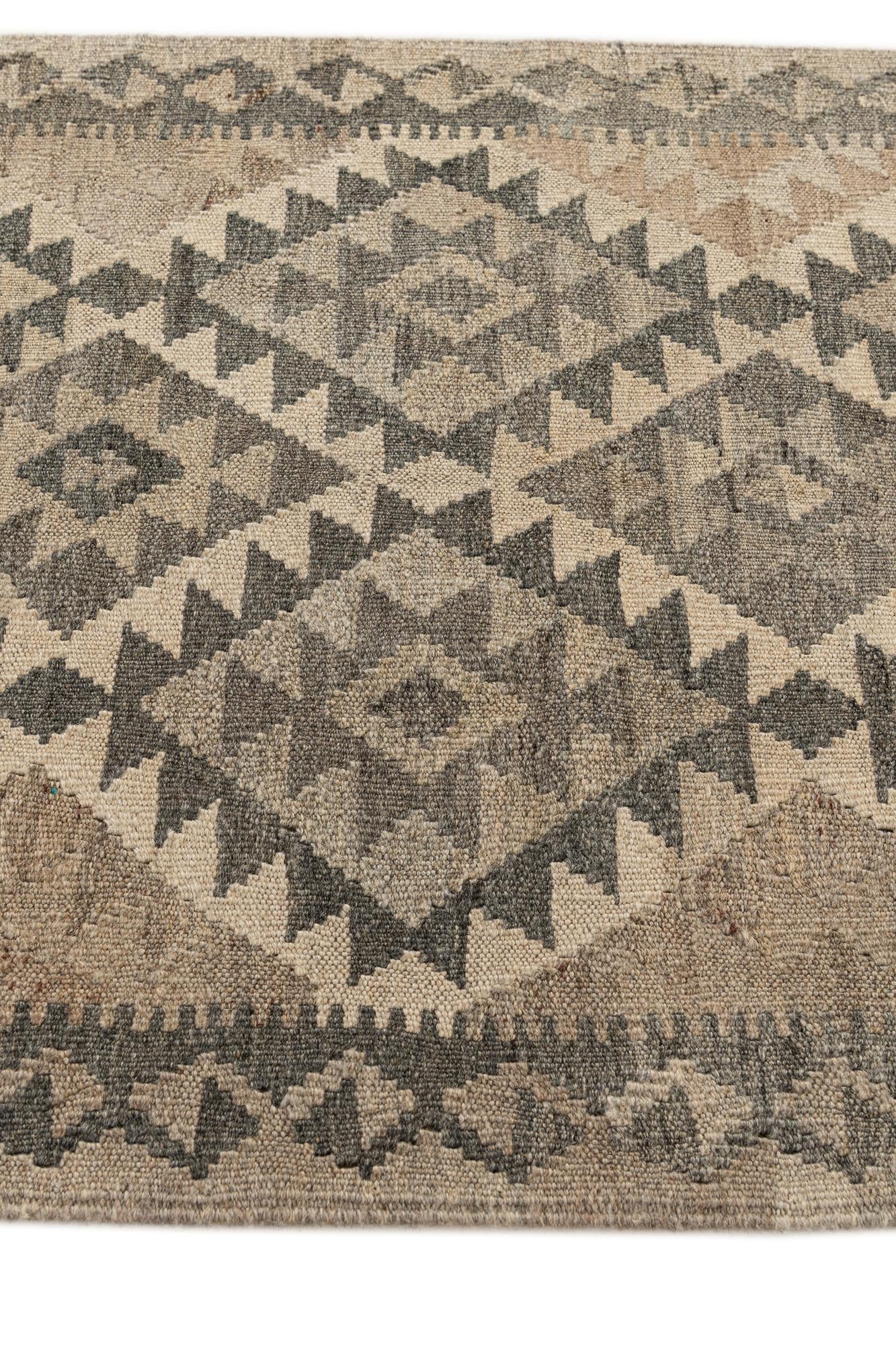 2' 8 x 9' 10 Hand Woven Kilim Maymana Wool Runner Rug
