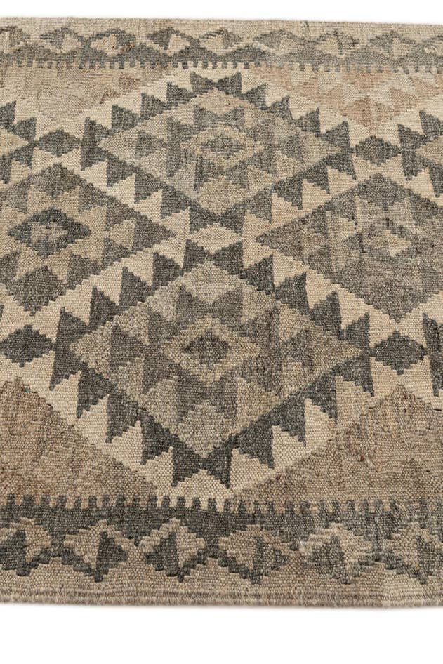 Detail image of 2' 8 x 9' 10 Hand Woven Kilim Maymana Wool Runner Rug