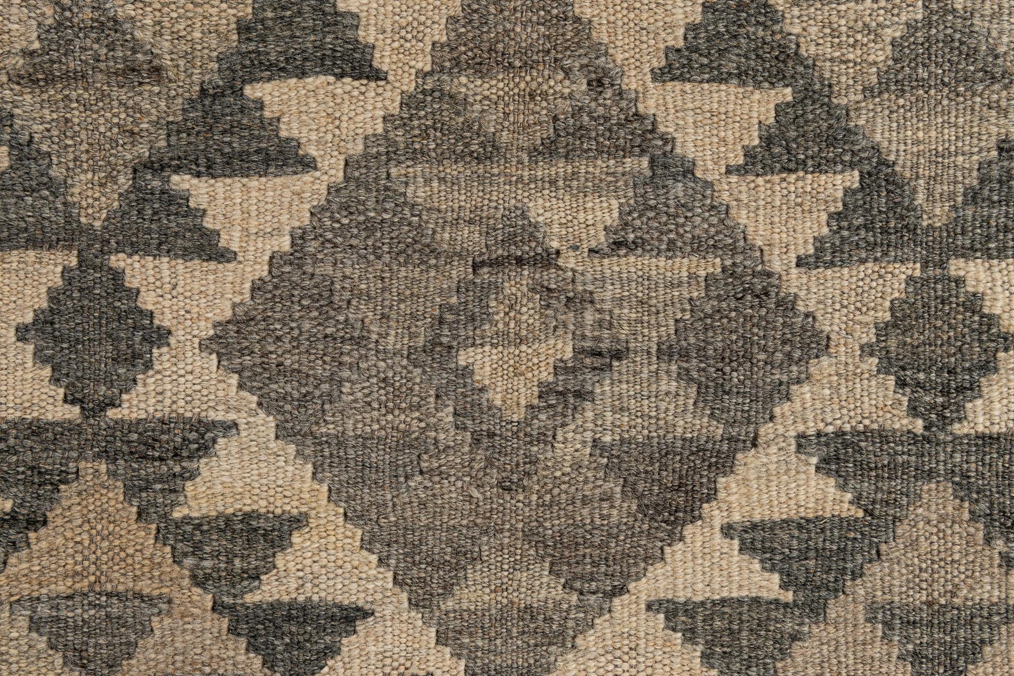 2' 8 x 9' 10 Hand Woven Kilim Maymana Wool Runner Rug