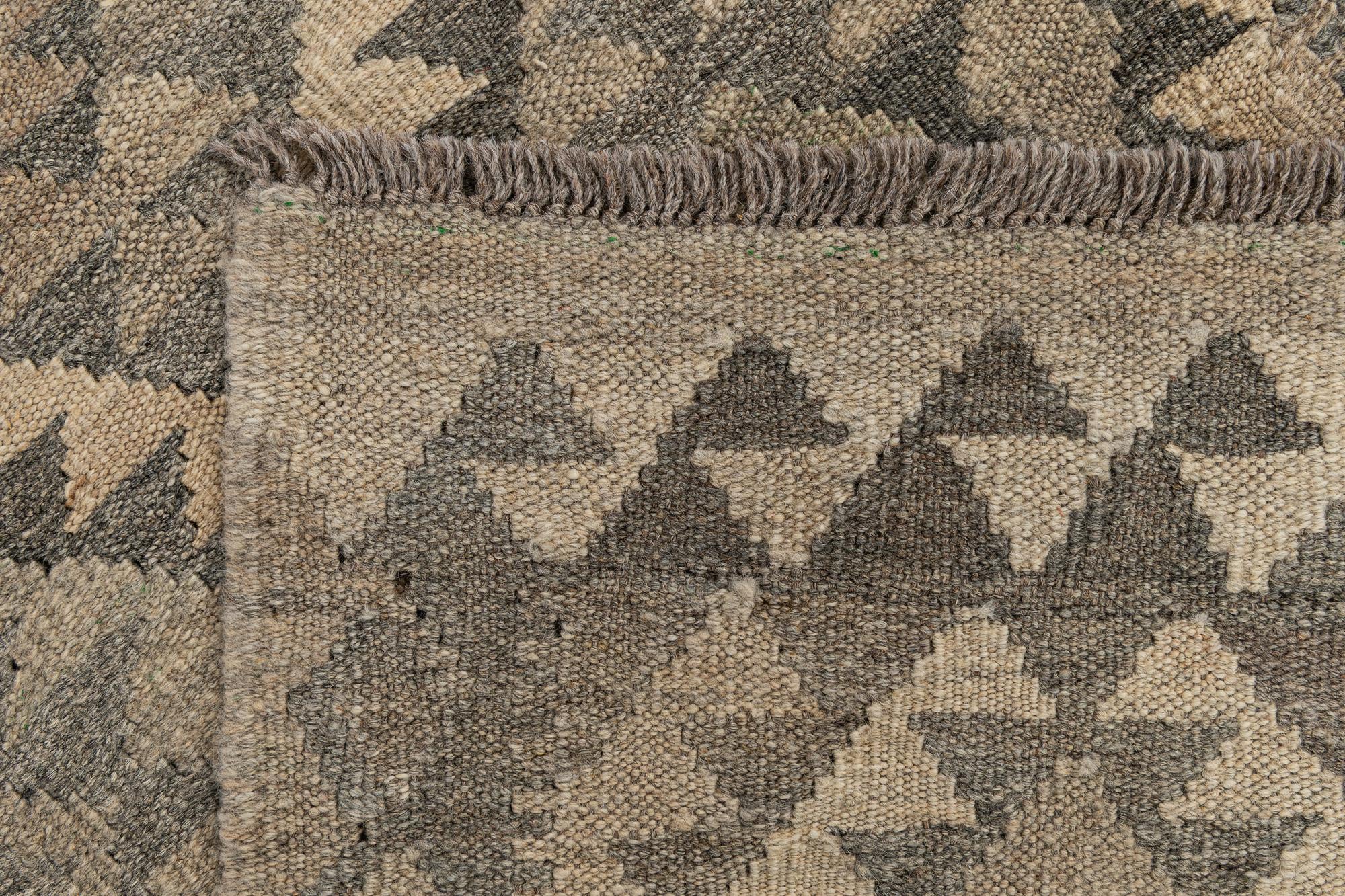 2' 8 x 9' 10 Hand Woven Kilim Maymana Wool Runner Rug