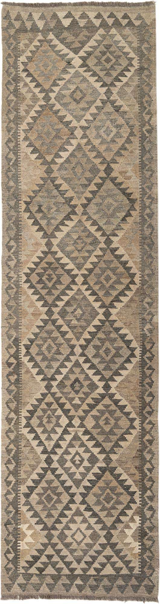 2' 8 x 9' 10 Hand Woven Kilim Maymana Wool Runner Rug