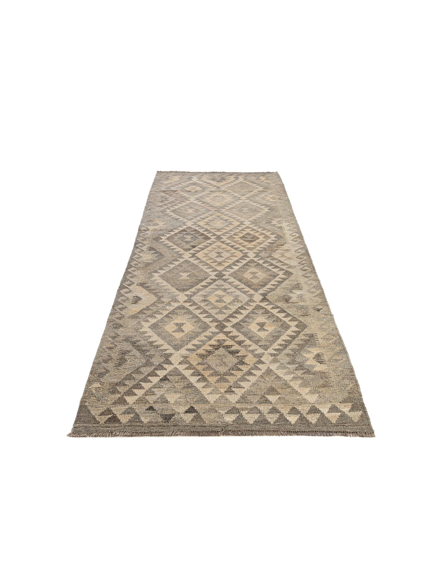 3' 1 x 9' 4 Hand Woven Kilim Maymana Wool Runner Rug