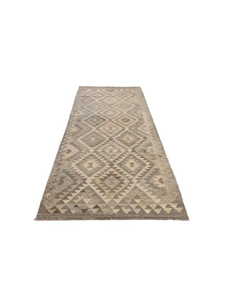 3' 1 x 9' 4 Hand Woven Kilim Maymana Wool Runner Rug