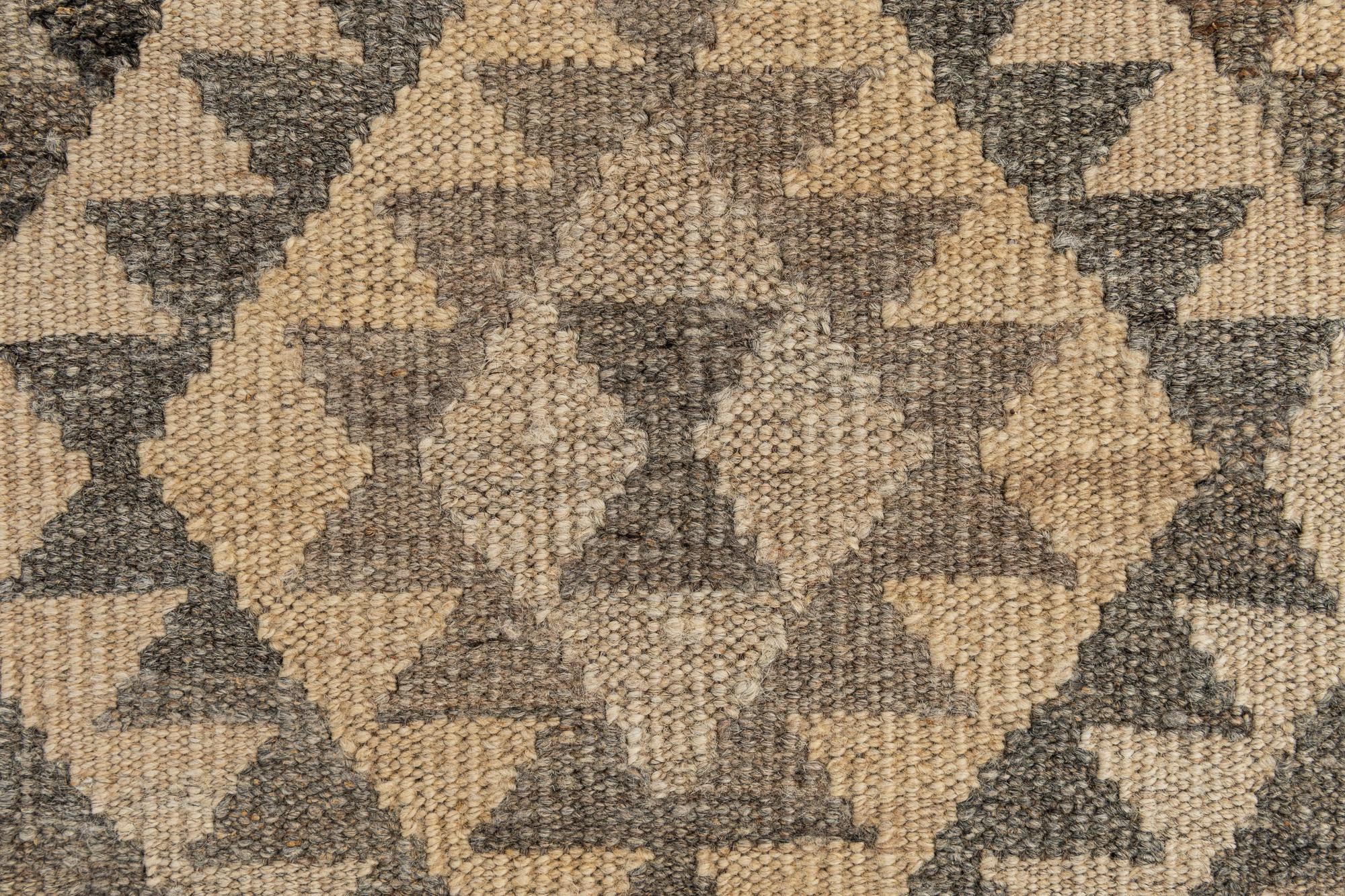 3' 1 x 9' 4 Hand Woven Kilim Maymana Wool Runner Rug