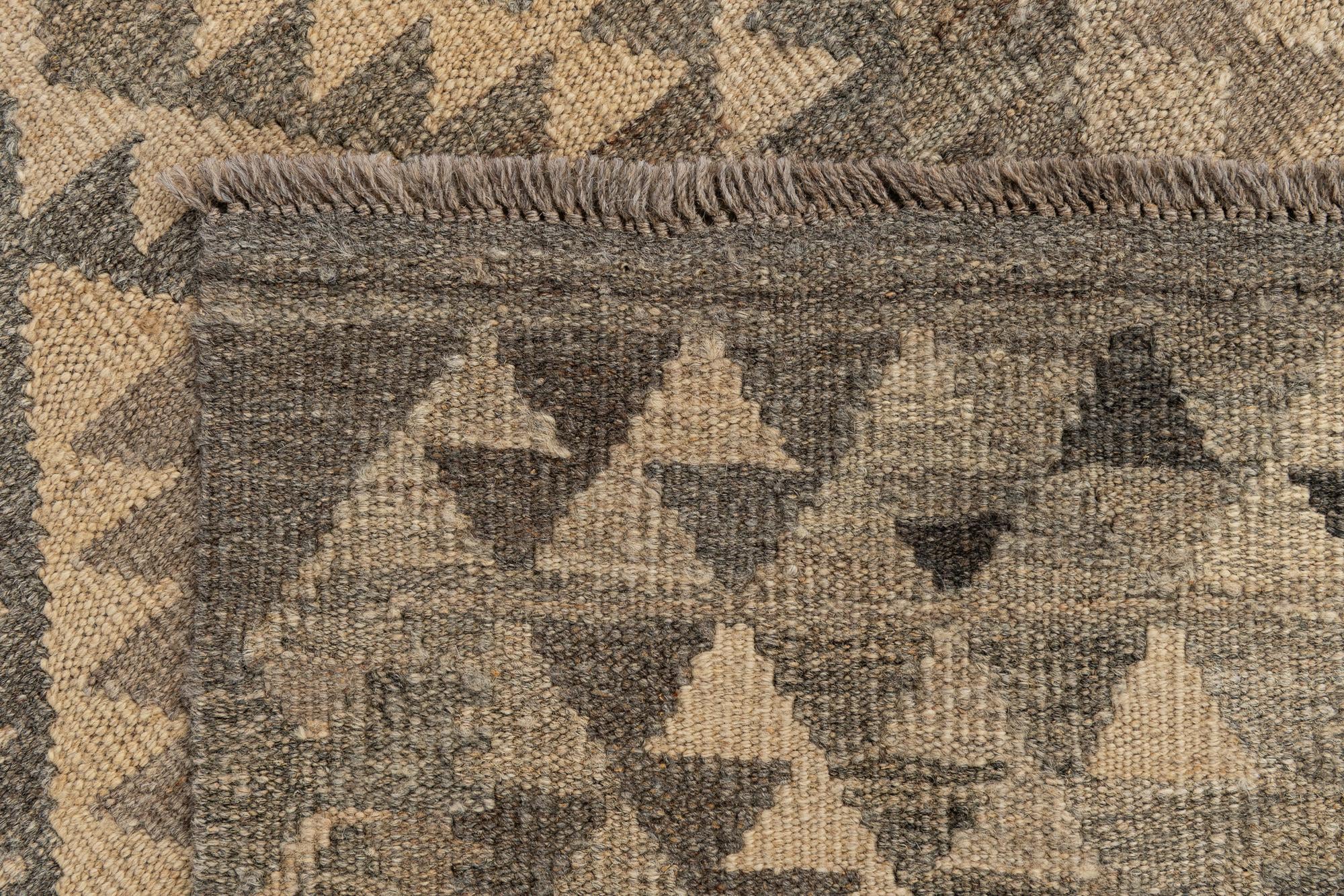 3' 1 x 9' 4 Hand Woven Kilim Maymana Wool Runner Rug