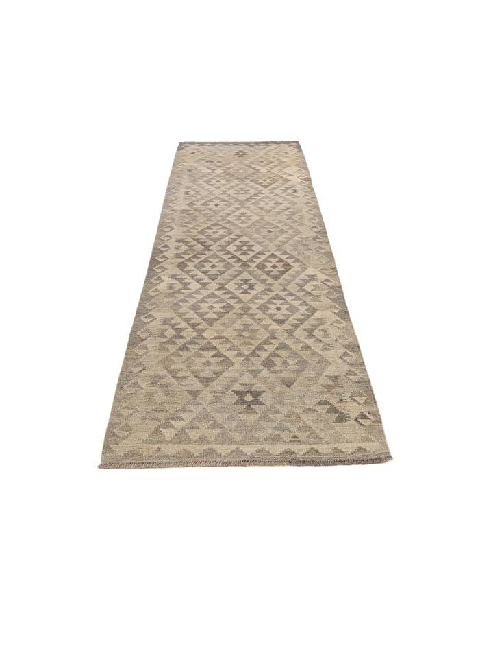 Detail image of 2' 9 x 9' 11 Hand Woven Kilim Maymana Wool Runner Rug