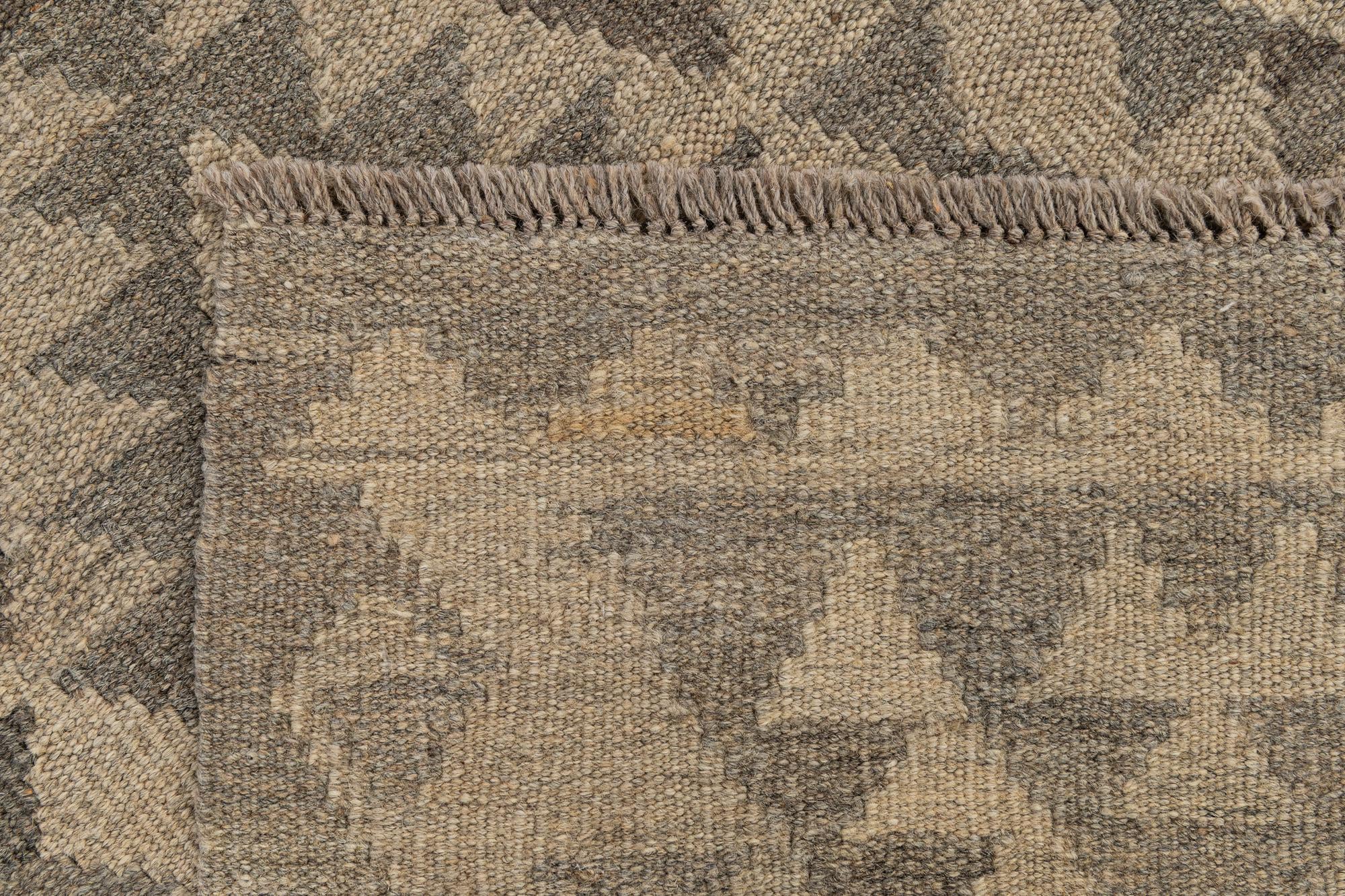 2' 9 x 9' 11 Hand Woven Kilim Maymana Wool Runner Rug