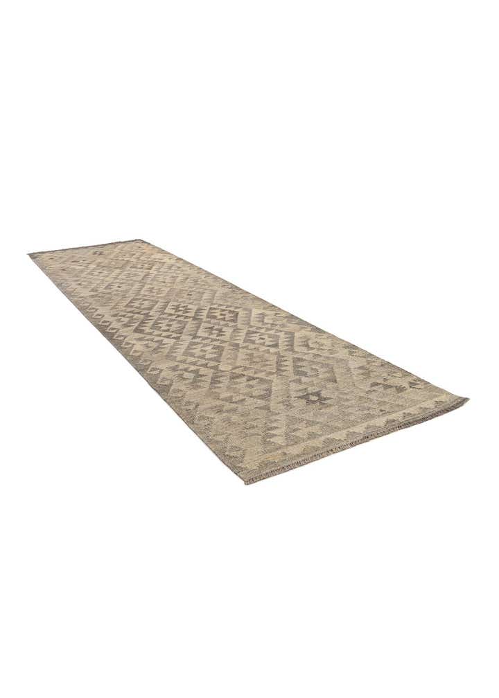 2' 9 x 9' 11 Hand Woven Kilim Maymana Wool Runner Rug