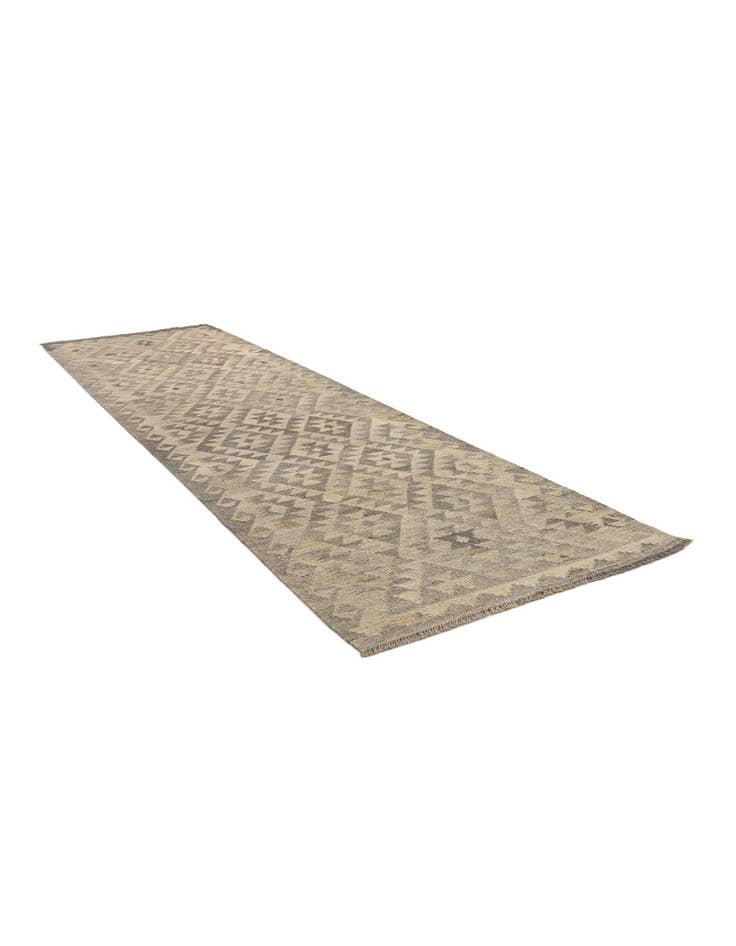 Detail image of 2' 9 x 9' 11 Hand Woven Kilim Maymana Wool Runner Rug