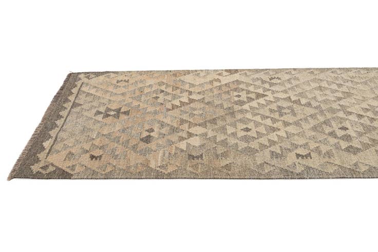Detail image of 2' 9 x 9' 11 Hand Woven Kilim Maymana Wool Runner Rug