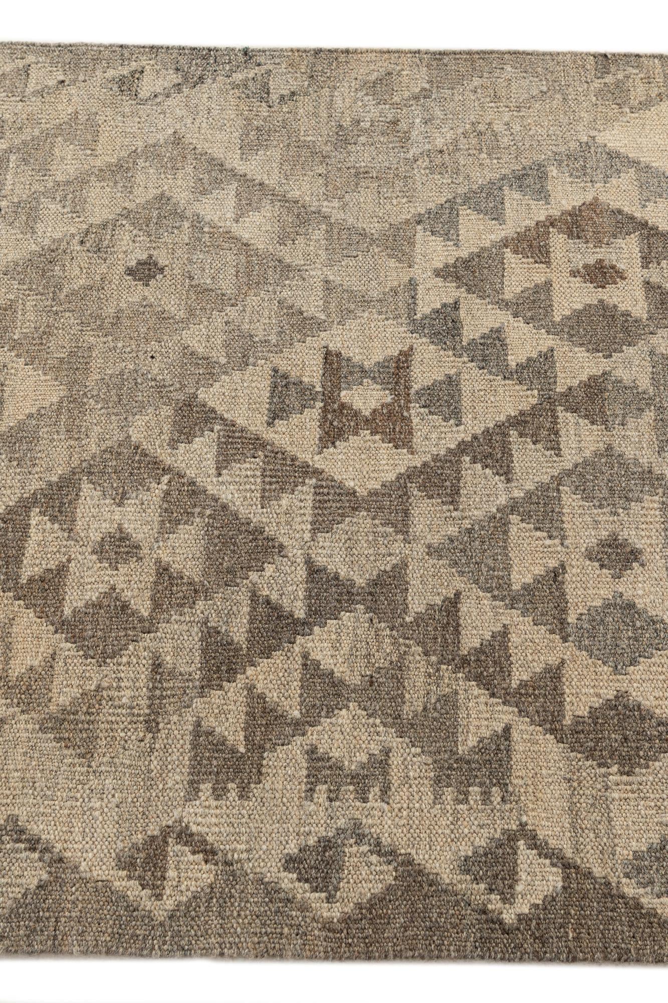 2' 9 x 9' 11 Hand Woven Kilim Maymana Wool Runner Rug