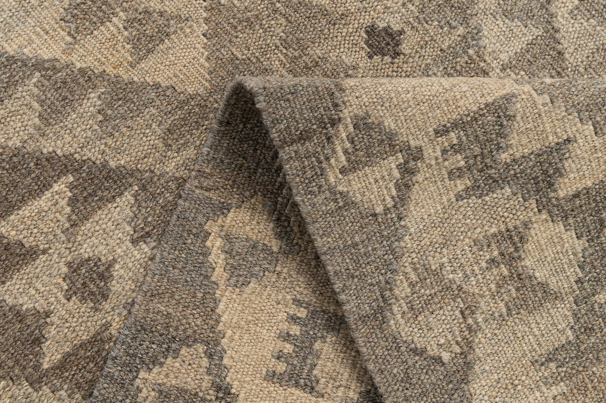 2' 9 x 9' 11 Hand Woven Kilim Maymana Wool Runner Rug