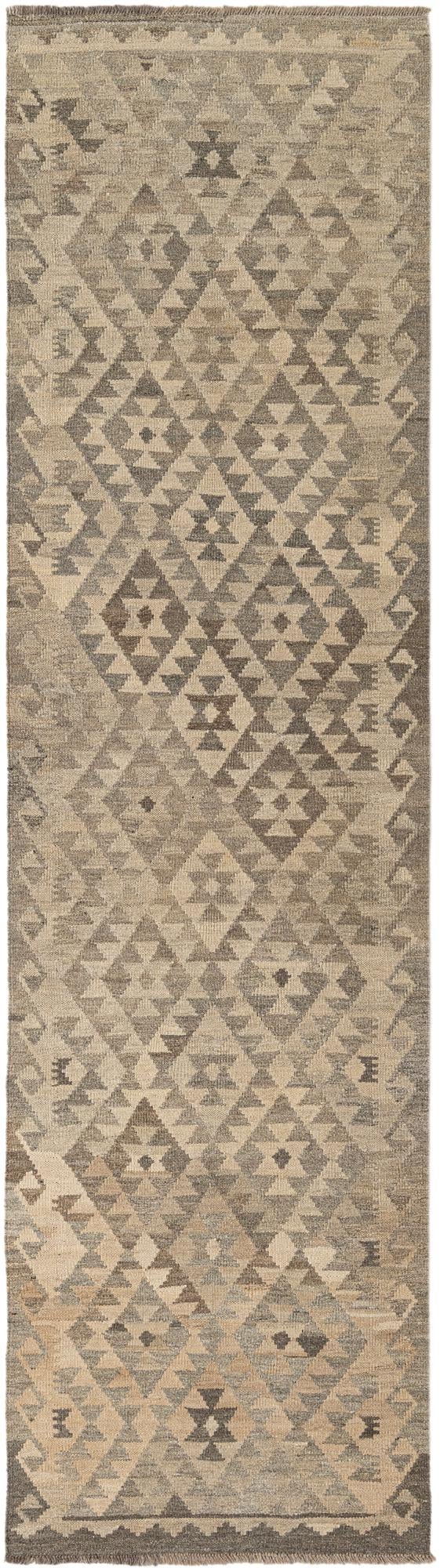 2' 9 x 9' 11 Hand Woven Kilim Maymana Wool Runner Rug