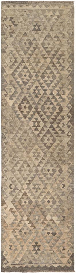 Detail image of 2' 9 x 9' 11 Hand Woven Kilim Maymana Wool Runner Rug