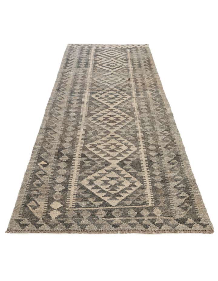 3' x 9' 9 Hand Woven Kilim Maymana Wool Runner Rug
