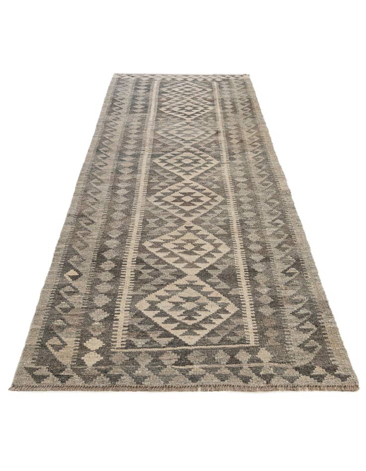 Detail image of 3' x 9' 9 Hand Woven Kilim Maymana Wool Runner Rug
