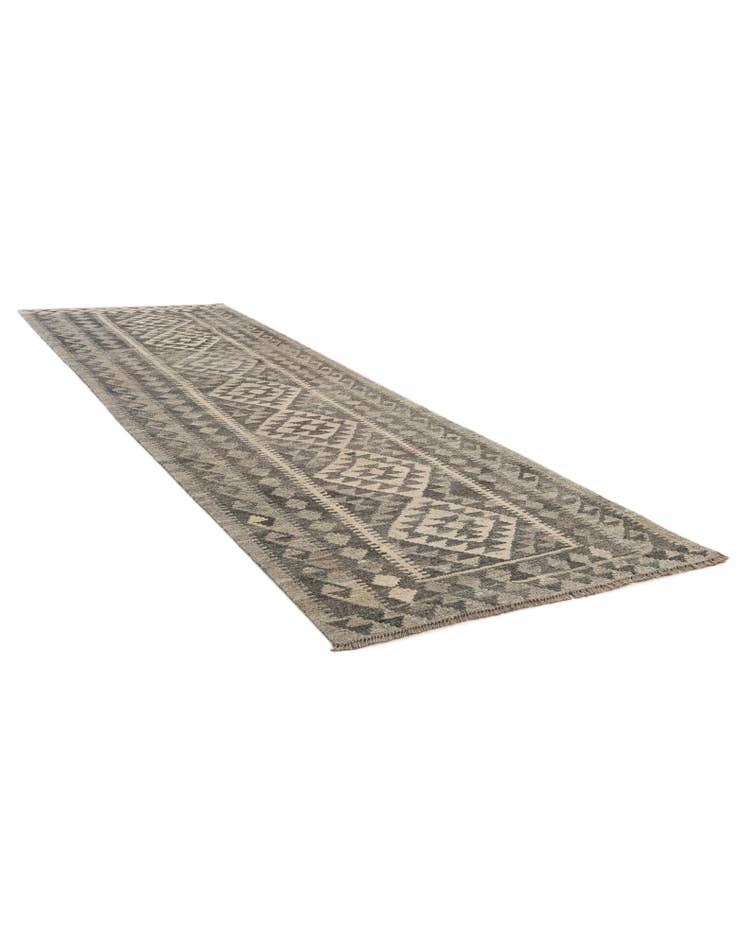 Detail image of 3' x 9' 9  Hand Woven Kilim Maymana Wool Runner Rug