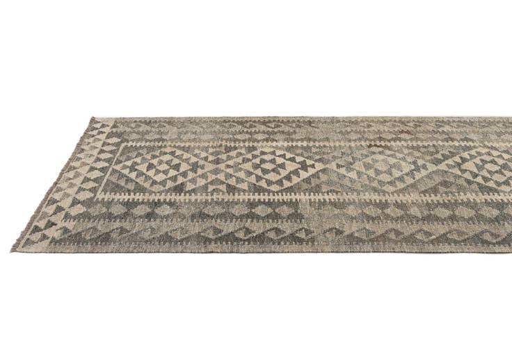 Detail image of 3' x 9' 9 Hand Woven Kilim Maymana Wool Runner Rug