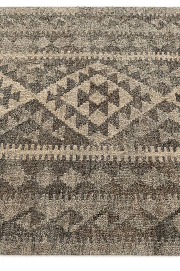 Detail image of 3' x 9' 9 Hand Woven Kilim Maymana Wool Runner Rug