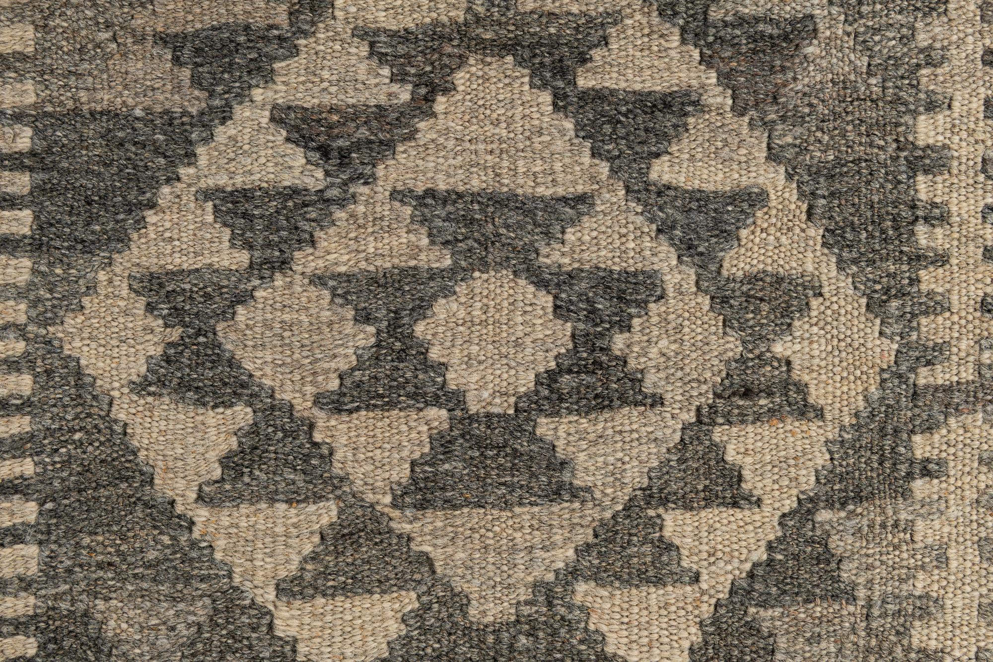 3' x 9' 9 Hand Woven Kilim Maymana Wool Runner Rug