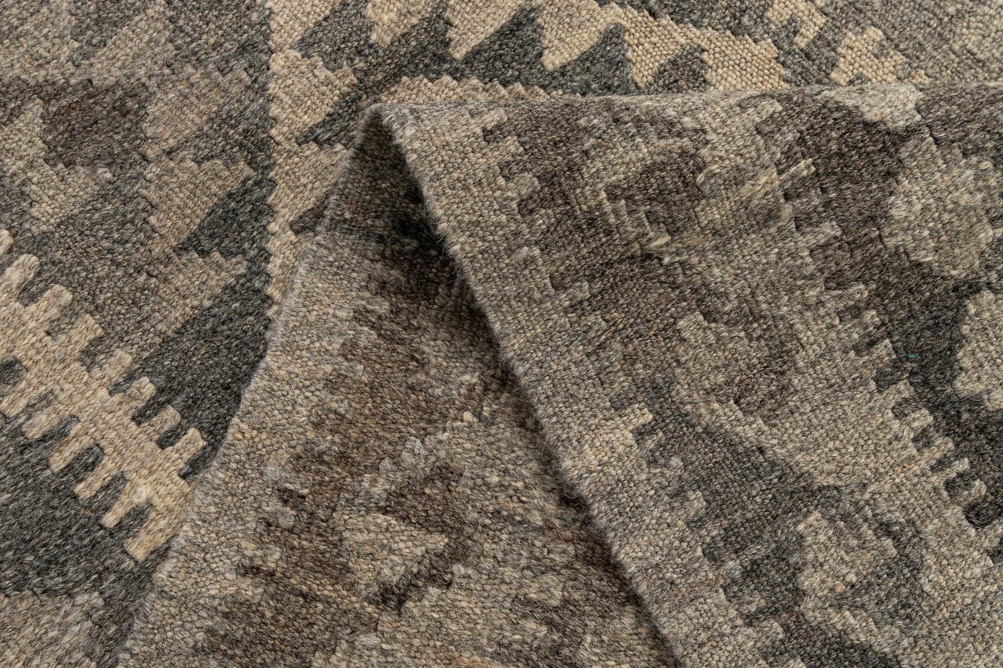 3' x 9' 9 Hand Woven Kilim Maymana Wool Runner Rug