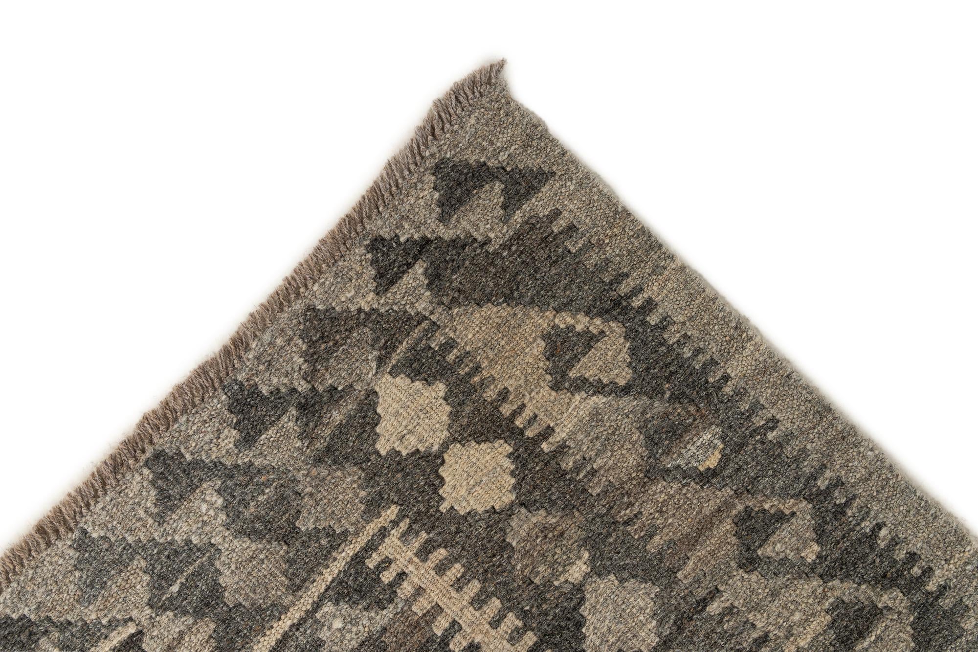 3' x 9' 9 Hand Woven Kilim Maymana Wool Runner Rug
