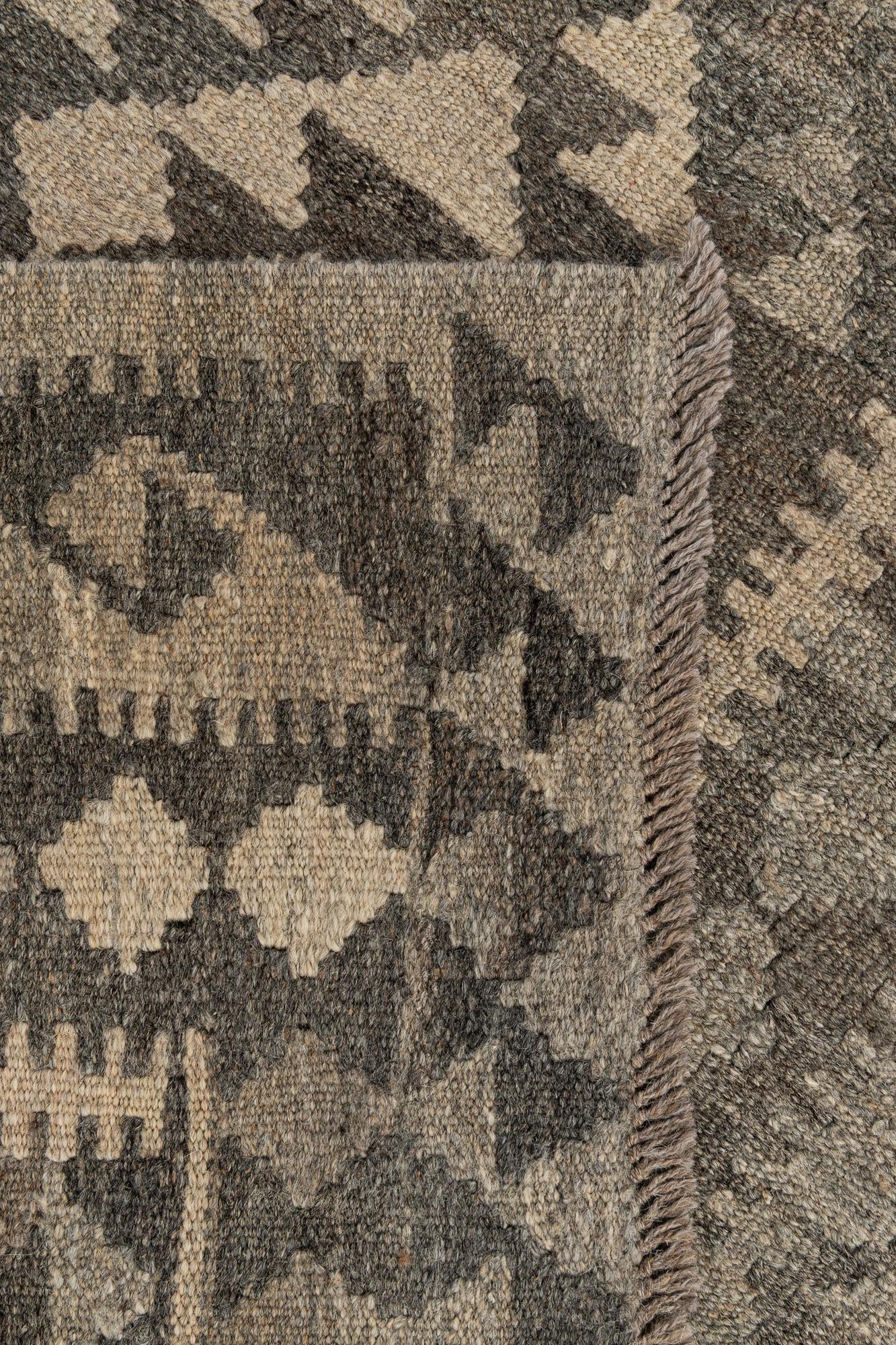 3' x 9' 9 Hand Woven Kilim Maymana Wool Runner Rug