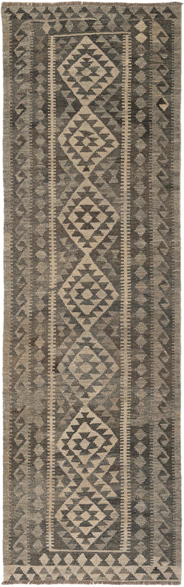 3' x 9' 9 Hand Woven Kilim Maymana Wool Runner Rug