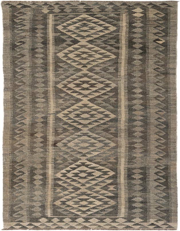 Detail image of 3' x 9' 9 Hand Woven Kilim Maymana Wool Runner Rug
