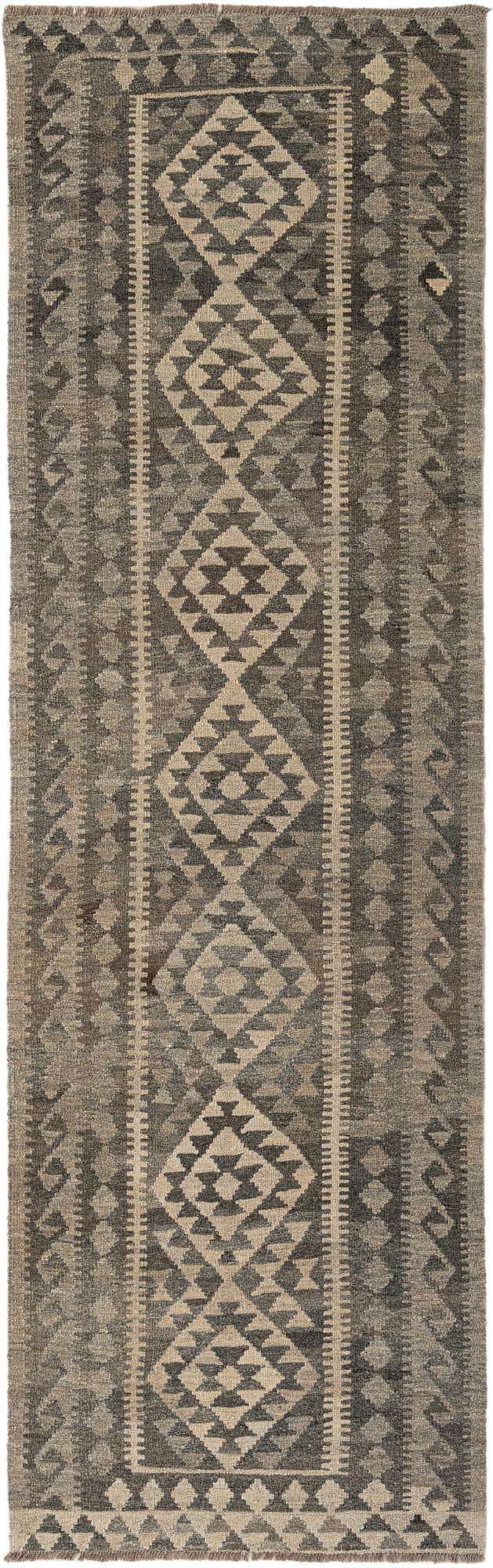 3' x 9' 9 Hand Woven Kilim Maymana Wool Runner Rug