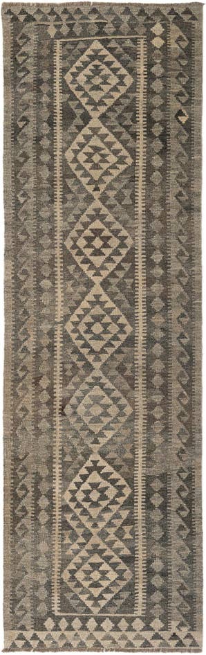 Detail image of 3' x 9' 9 Hand Woven Kilim Maymana Wool Runner Rug