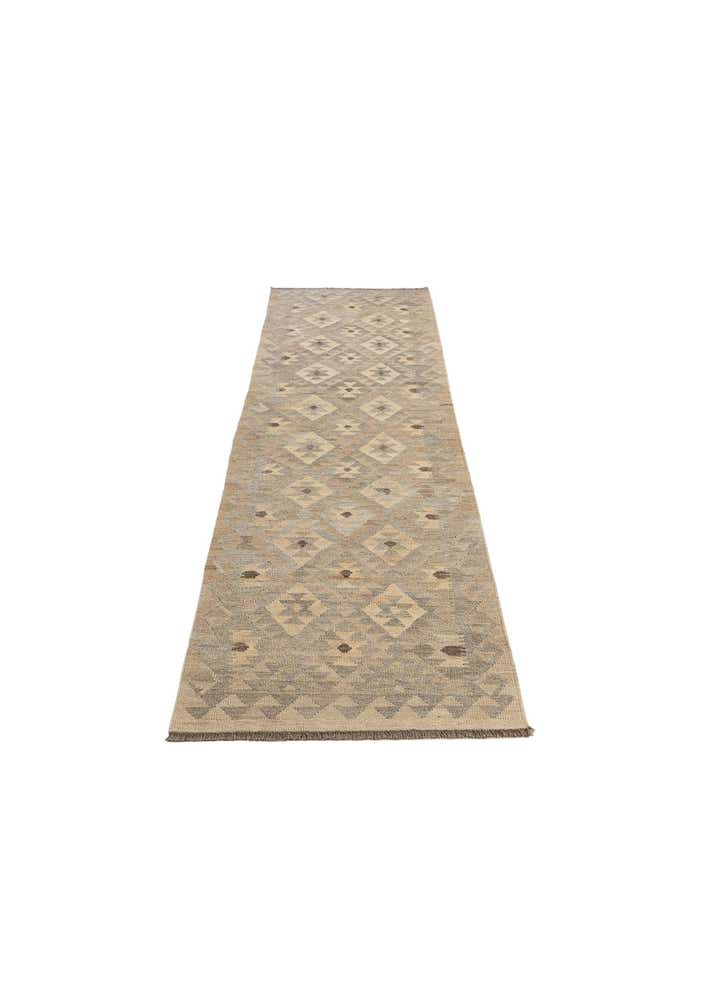 2' 9 x 9' 9 Hand Woven Kilim Maymana Wool Runner Rug