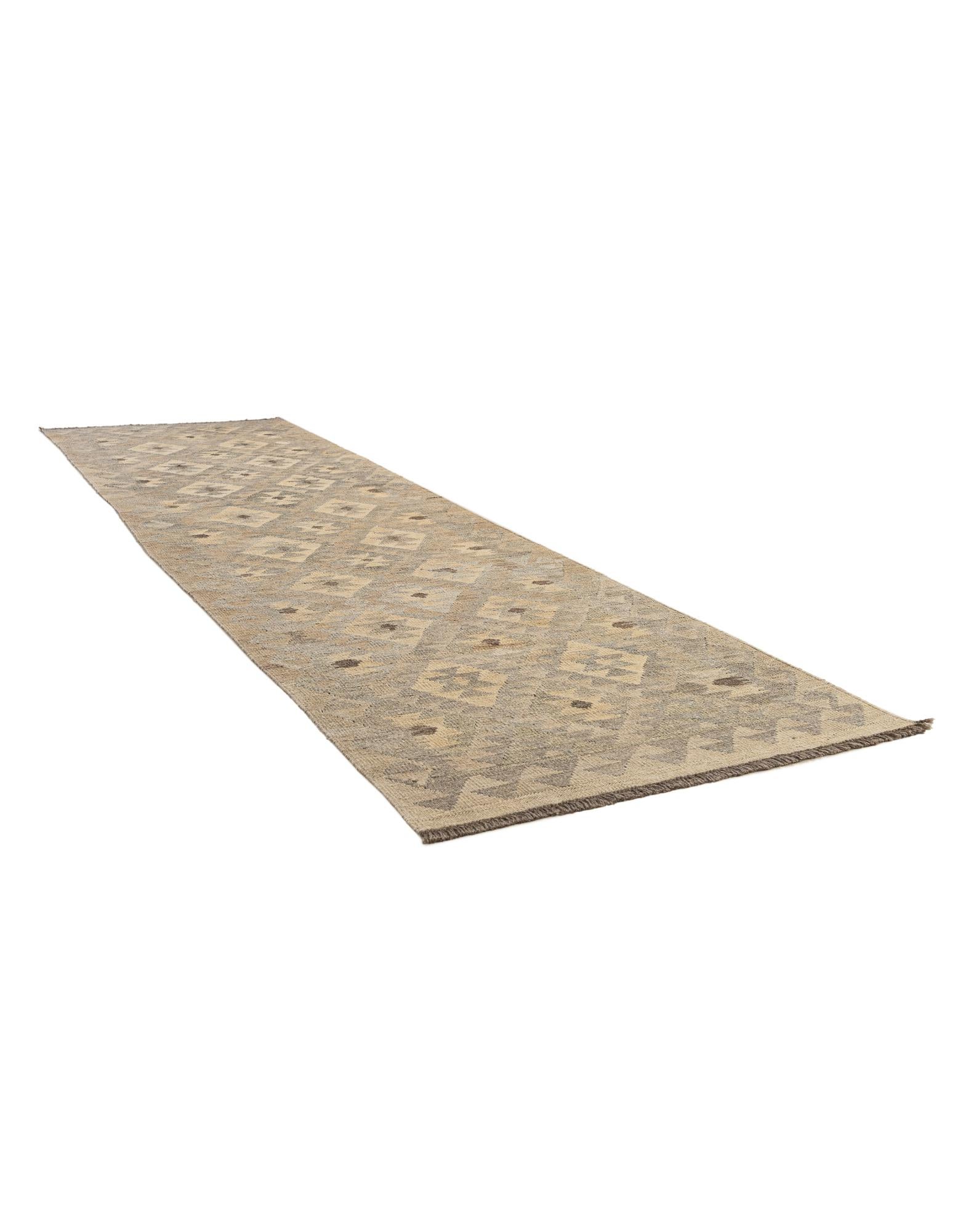 2' 9 x 9' 9 Hand Woven Kilim Maymana Wool Runner Rug