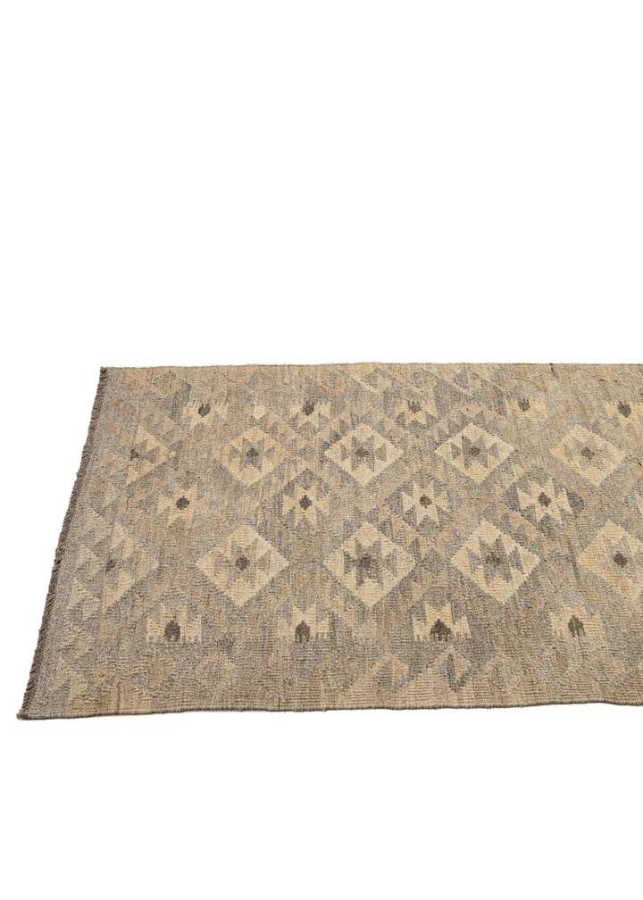 2' 9 x 9' 9 Hand Woven Kilim Maymana Wool Runner Rug