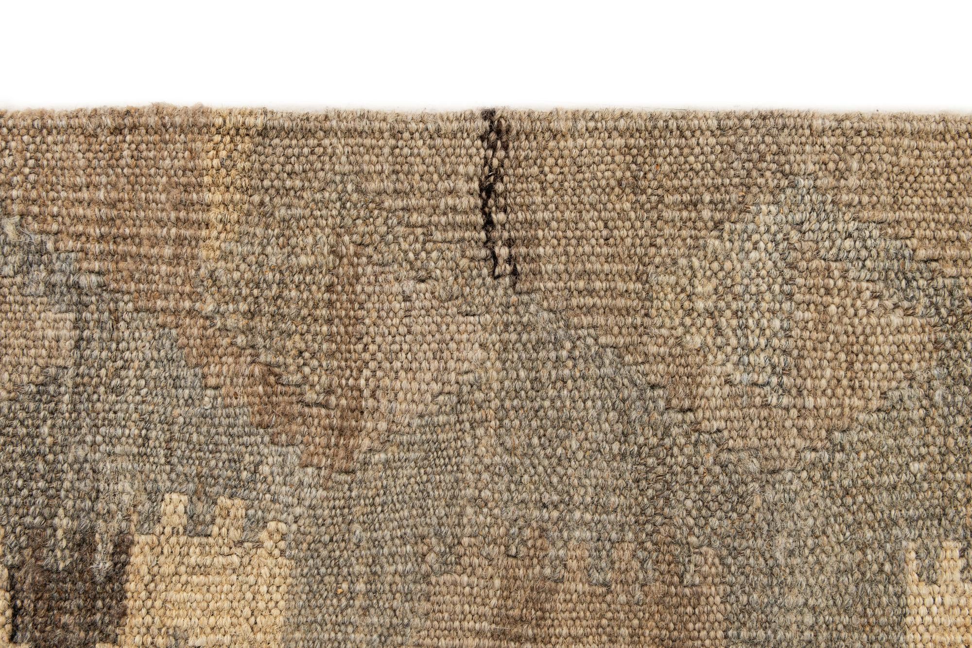 2' 9 x 9' 9 Hand Woven Kilim Maymana Wool Runner Rug