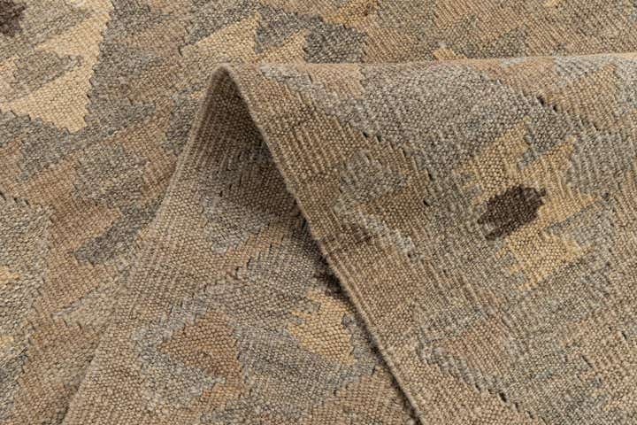 2' 9 x 9' 9 Hand Woven Kilim Maymana Wool Runner Rug